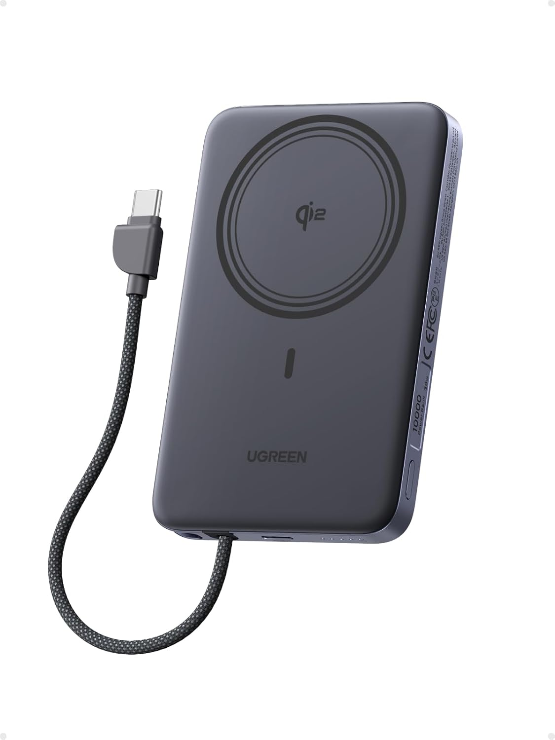 UGREEN MagFlow Air 10K UGREEN MagFlow Air 10K magnetic power bank with built-in braided USB-C cable