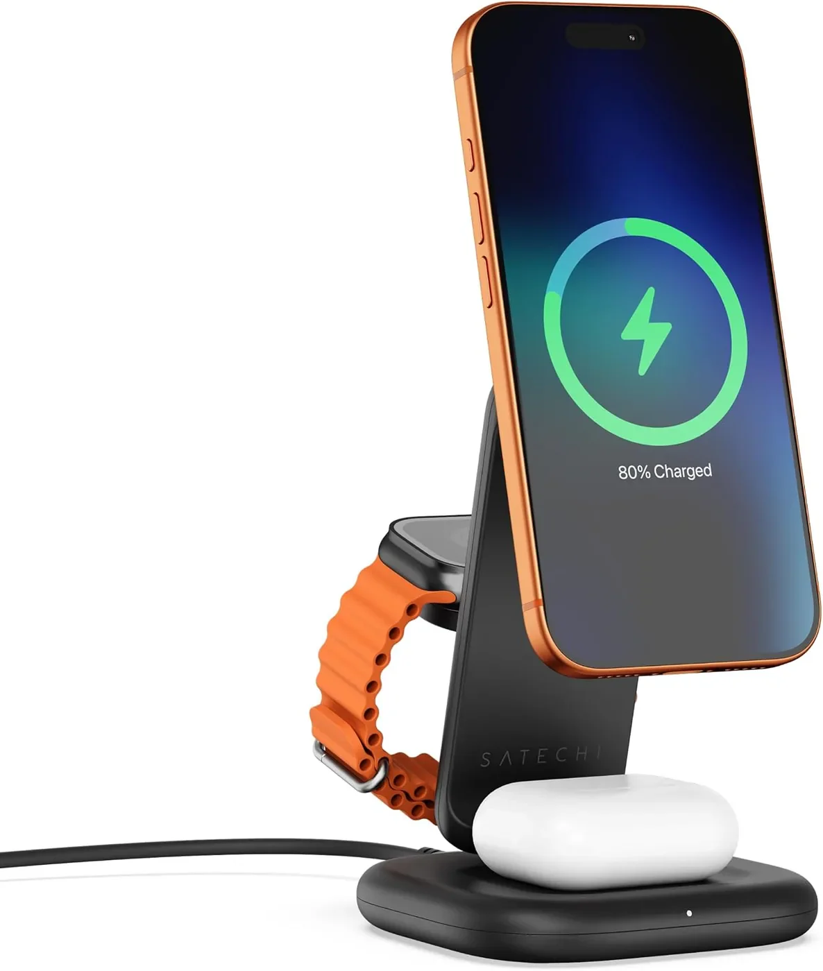 Satechi 3-in-1 Foldable Qi2 Charging Stand Satechi 3-in-1 foldable Qi2 charging stand for iPhone Apple Watch and AirPods
