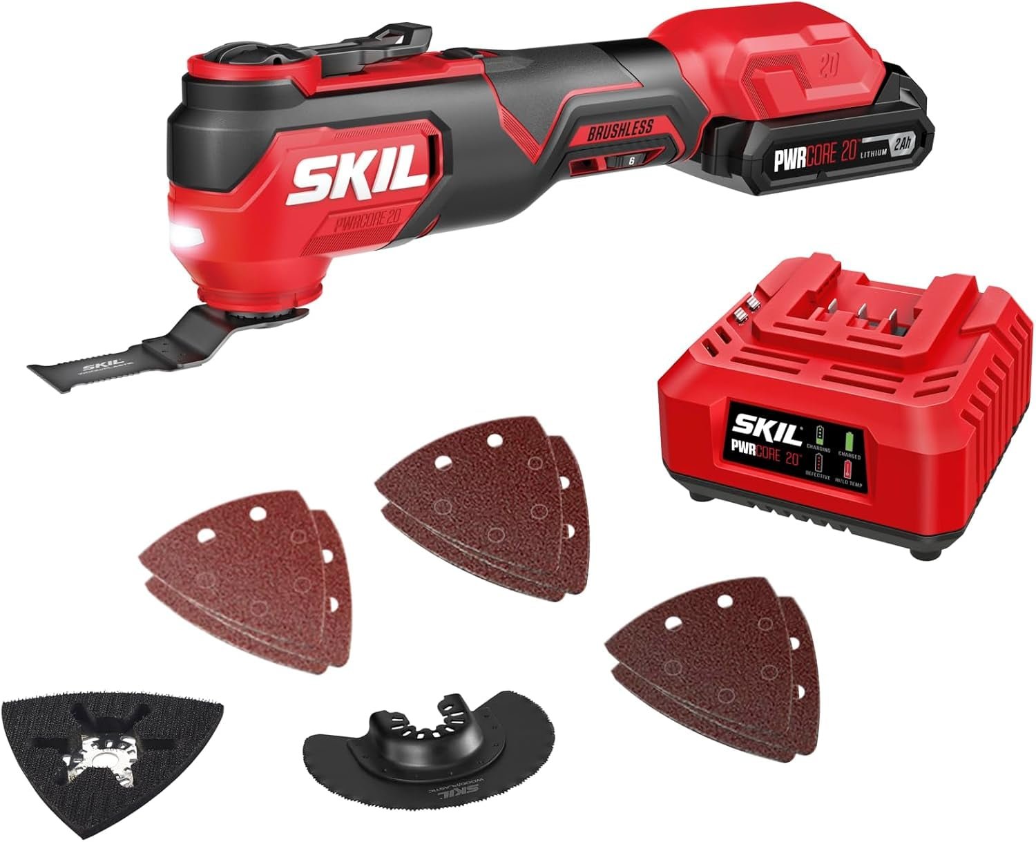 SKIL OS5920B-10 20V brushless oscillating multi-tool kit with battery charger and accessories