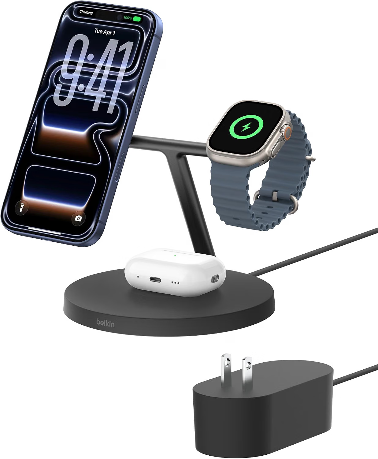 Belkin 3-in-1 Qi2 charging stand for iPhone, Apple Watch, and AirPods