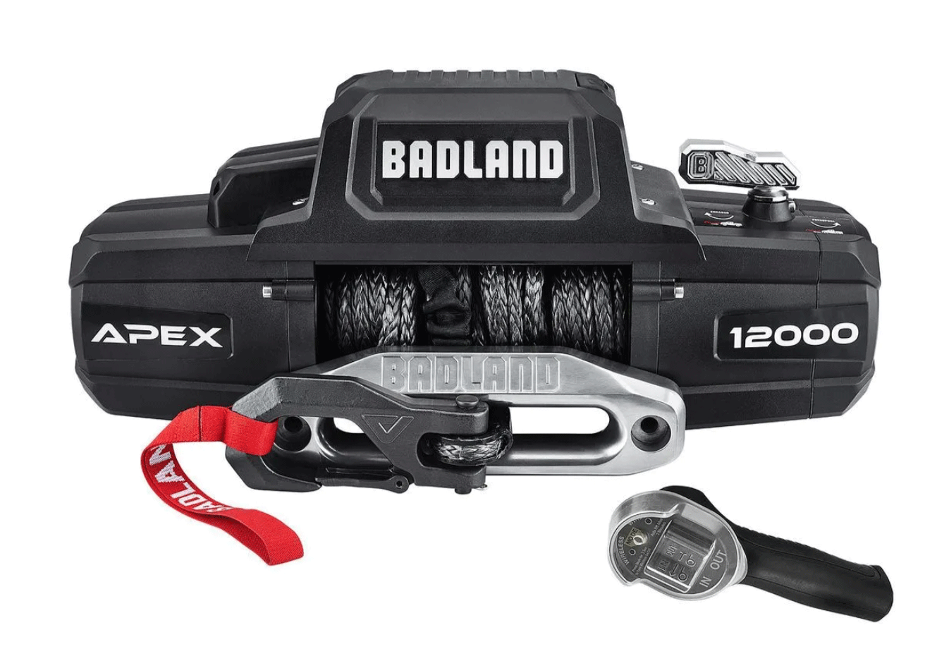 BADLAND APEX 12000 pound synthetic rope winch for off-road truck recovery