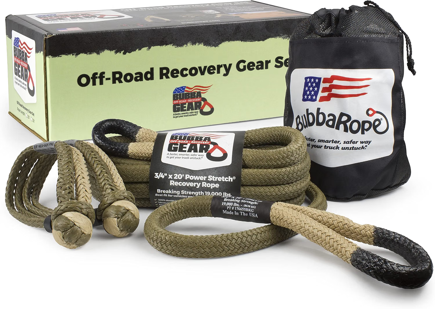 Bubba Rope Power Stretch kinetic recovery rope for off-road truck and SUV recovery