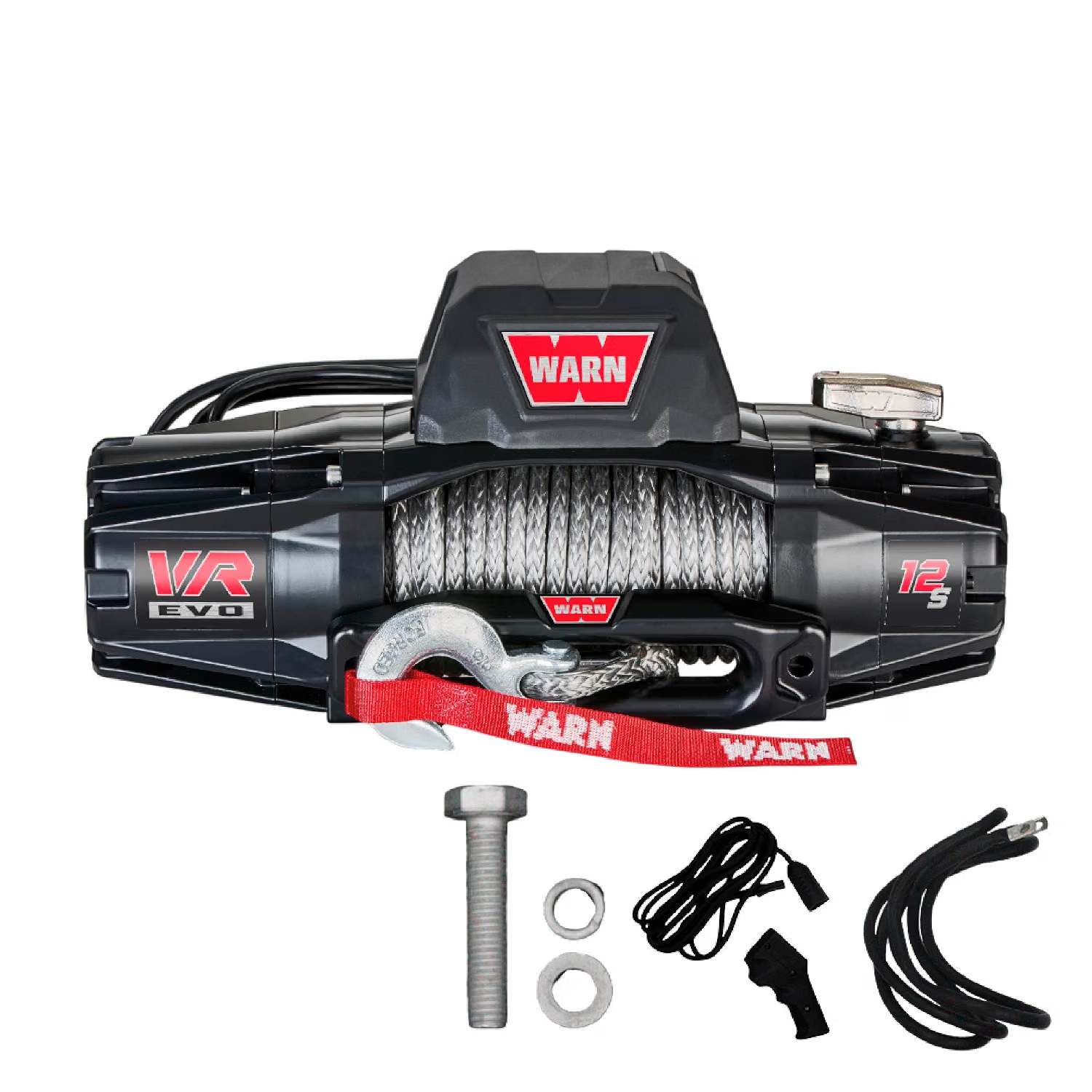 WARN VR EVO 12-S 12,000 lb synthetic rope winch for trucks, SUVs, off-road recovery, and overlanding