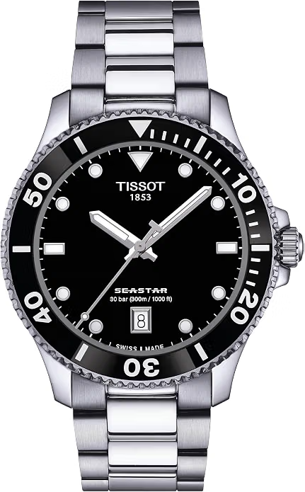 Tissot Seastar 1000 40mm is a Swiss automatic dive watch with sapphire crystal, a rotating bezel, and high water resistance, selected as a strong dive-watch option under $1,000. Tissot Seastar 1000 40mm Swiss automatic dive watch