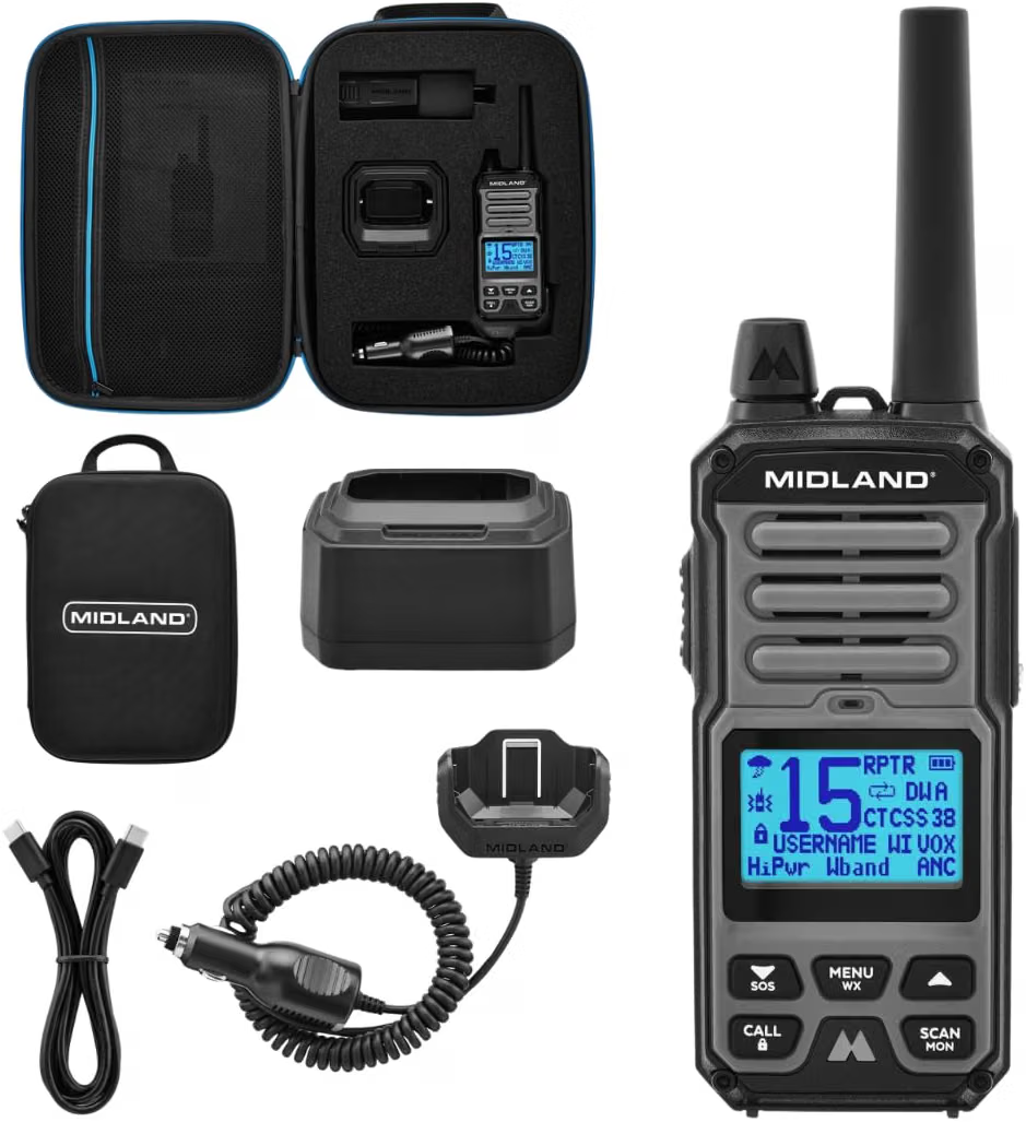 Midland GXT67 PRO handheld GMRS radio with rugged weather-resistant design for trail spotting and overlanding communication