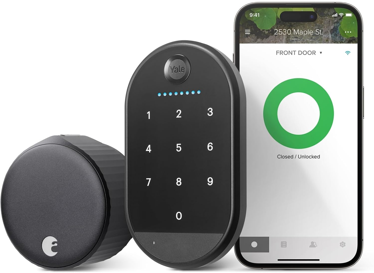 August Wi-Fi Smart Lock retrofit installed over an existing deadbolt