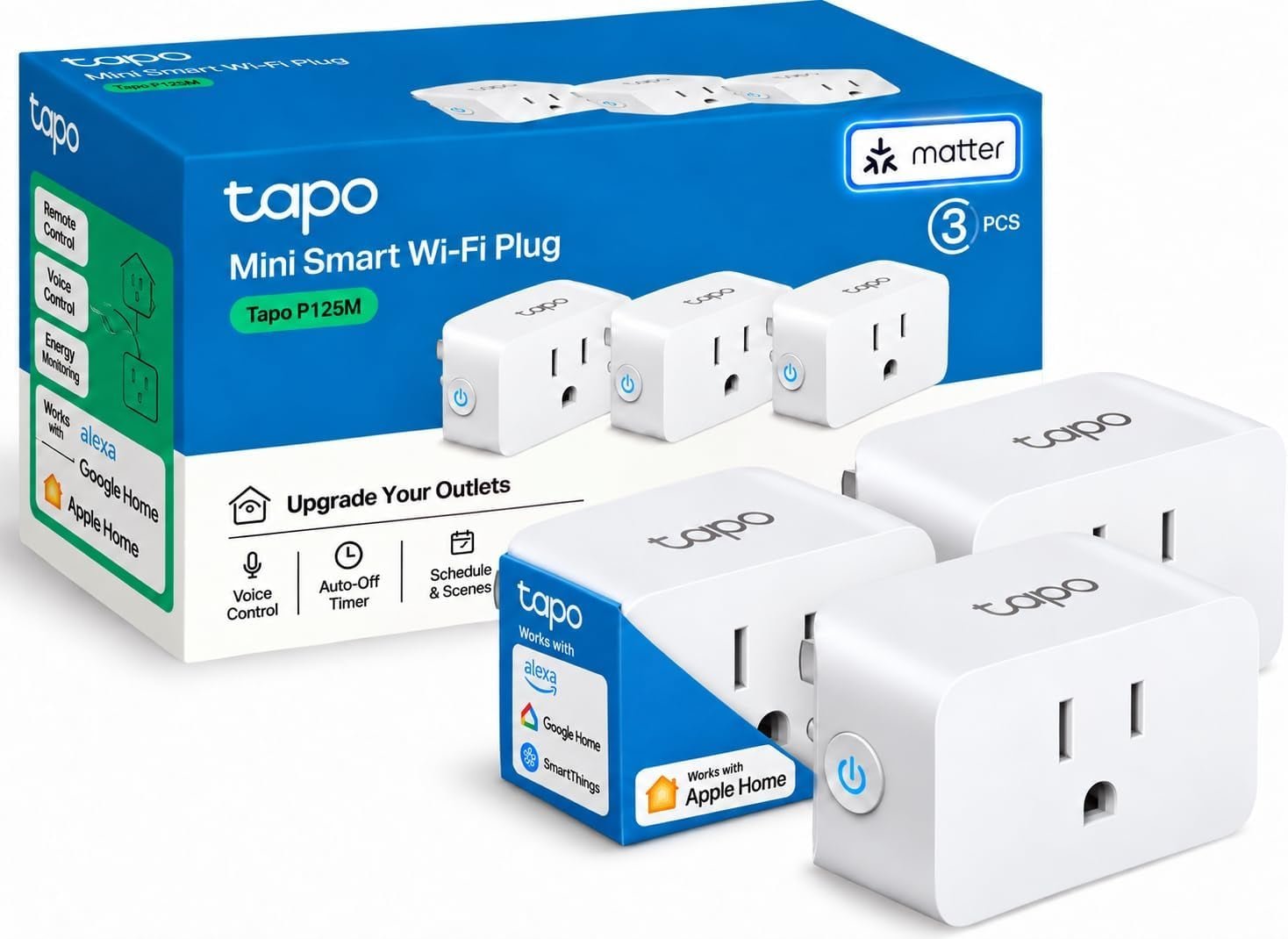 TP-Link Tapo P125M compact Matter smart plug for home automation