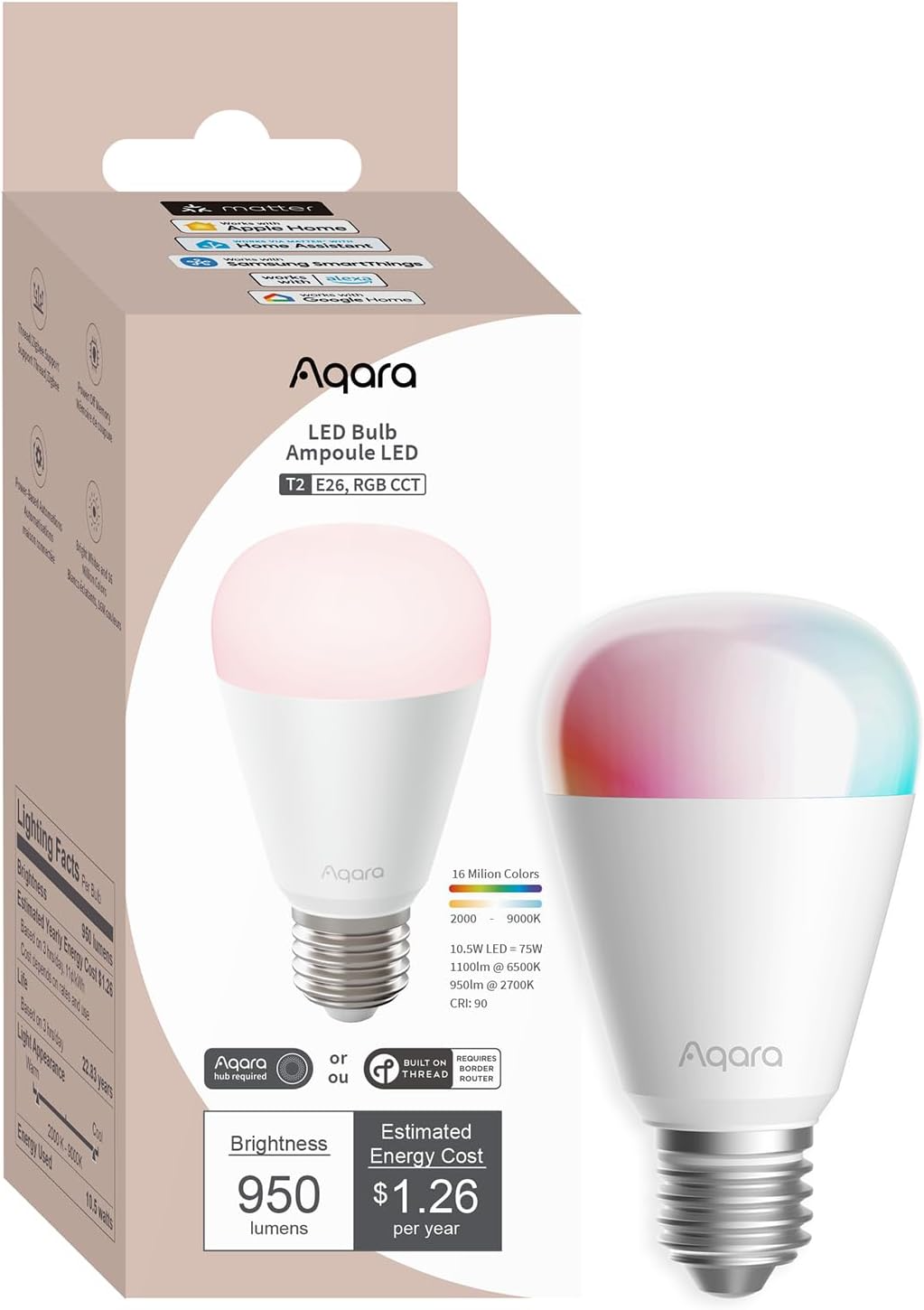 Aqara LED Bulb T2 smart bulb with Thread and Zigbee connectivity
