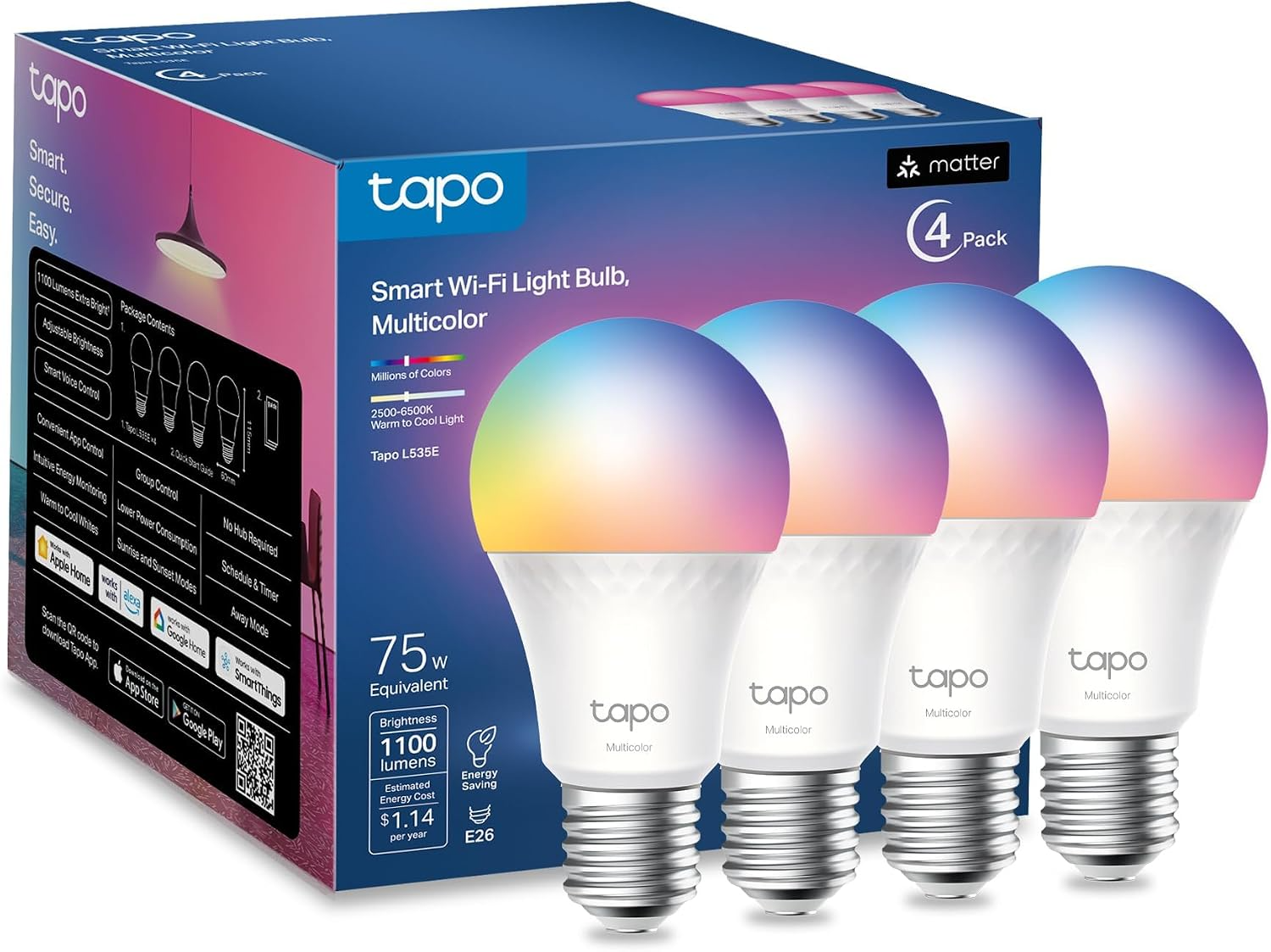 TP-Link Tapo L535E 1100 lumen Matter smart color bulb