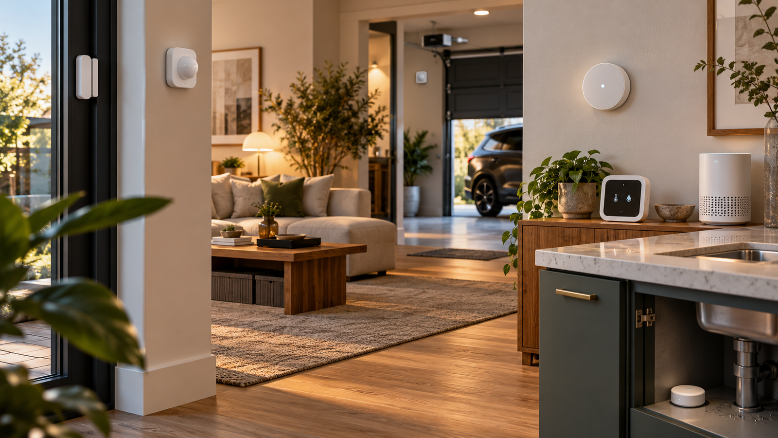 Modern smart home sensors for motion presence doors water leaks temperature and automation