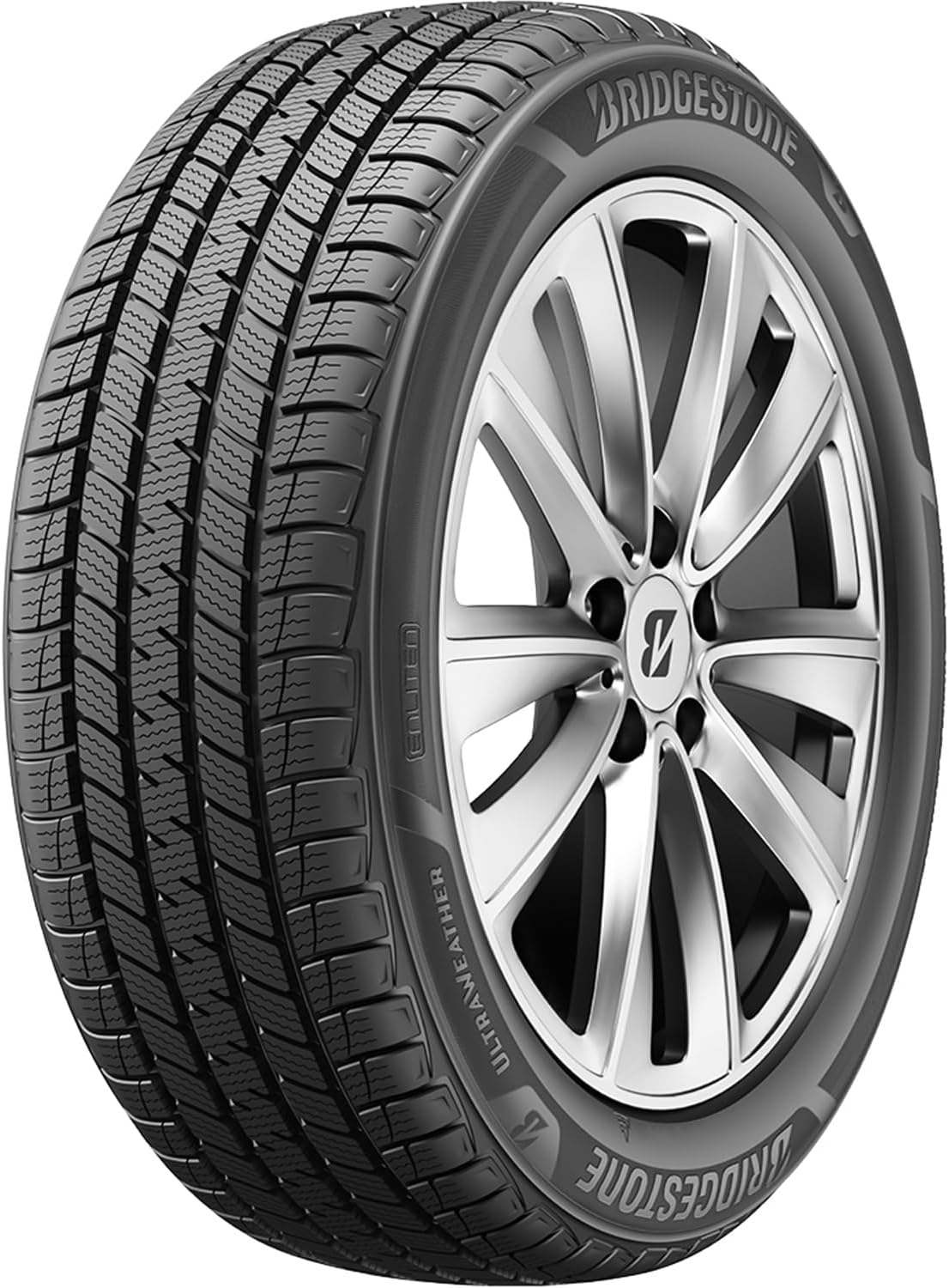 Bridgestone UltraWeather all-weather tire shown on a white background
